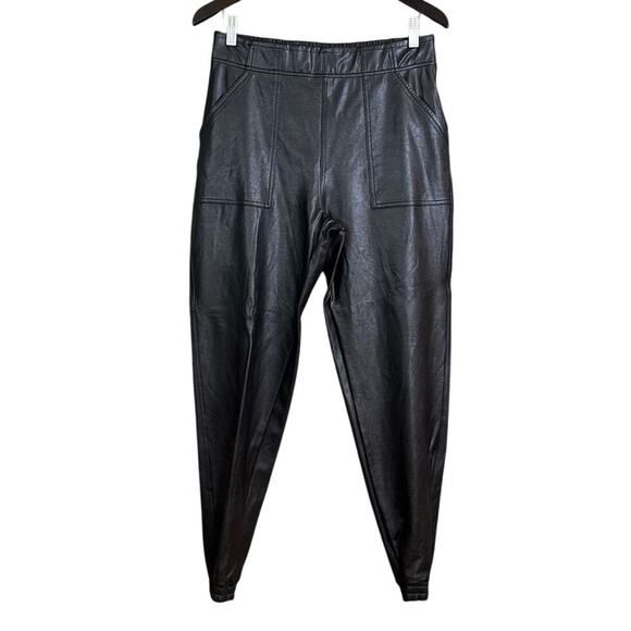 SPANX Leather Like Jogger Pants Black Size Medium - Picture 1 of 10